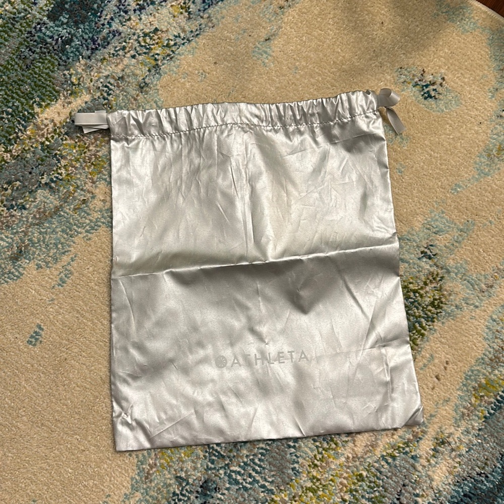 Athleta Metallic Silver Drawstring Bag